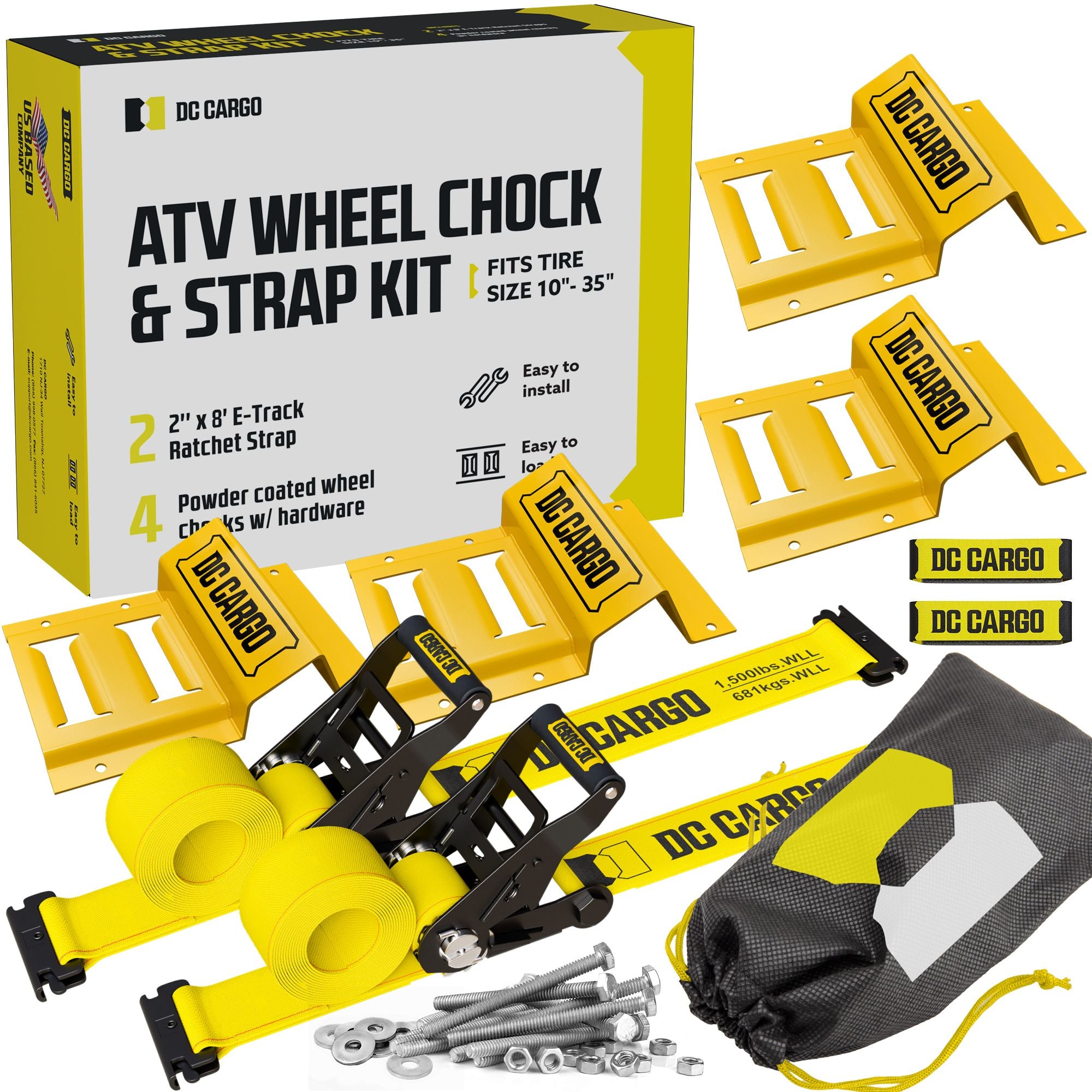 Wheel Chocks + E-Track Ratchet Straps Atv Tie-down Kit