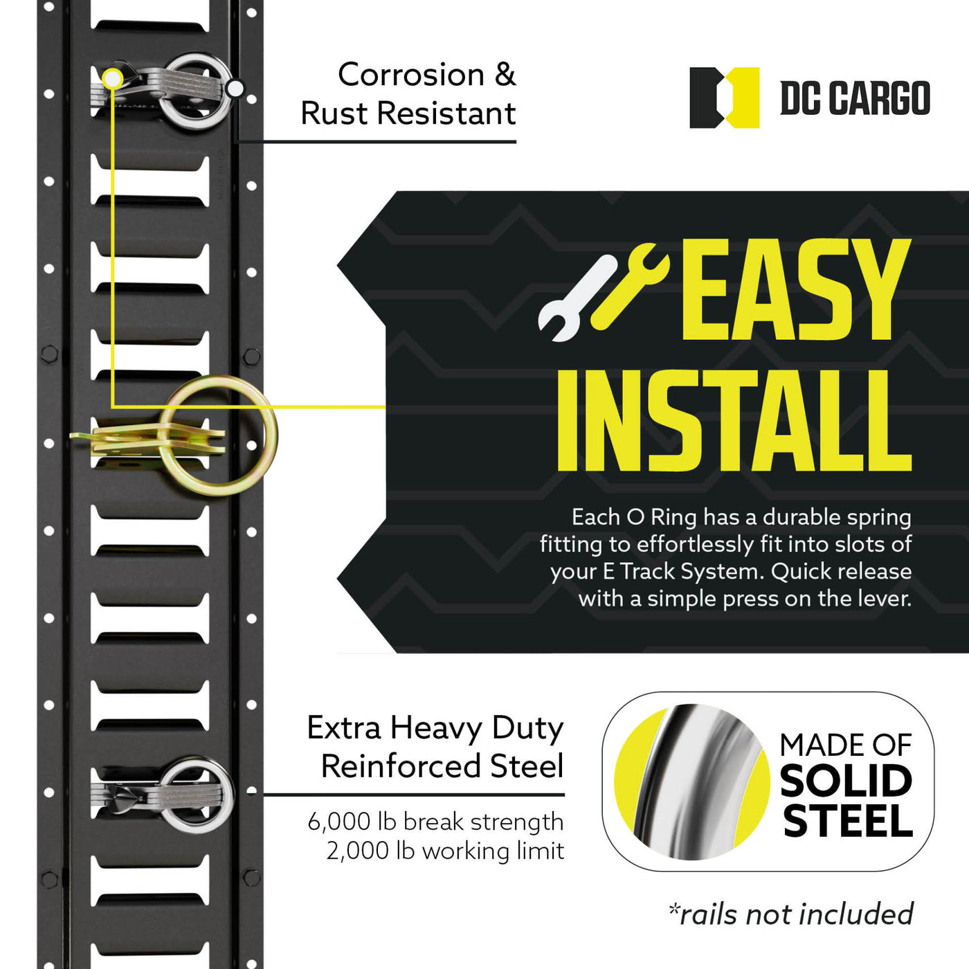 2" E-Track O-Ring Tie-Down, Heavy Duty - 2,000 lbs.
